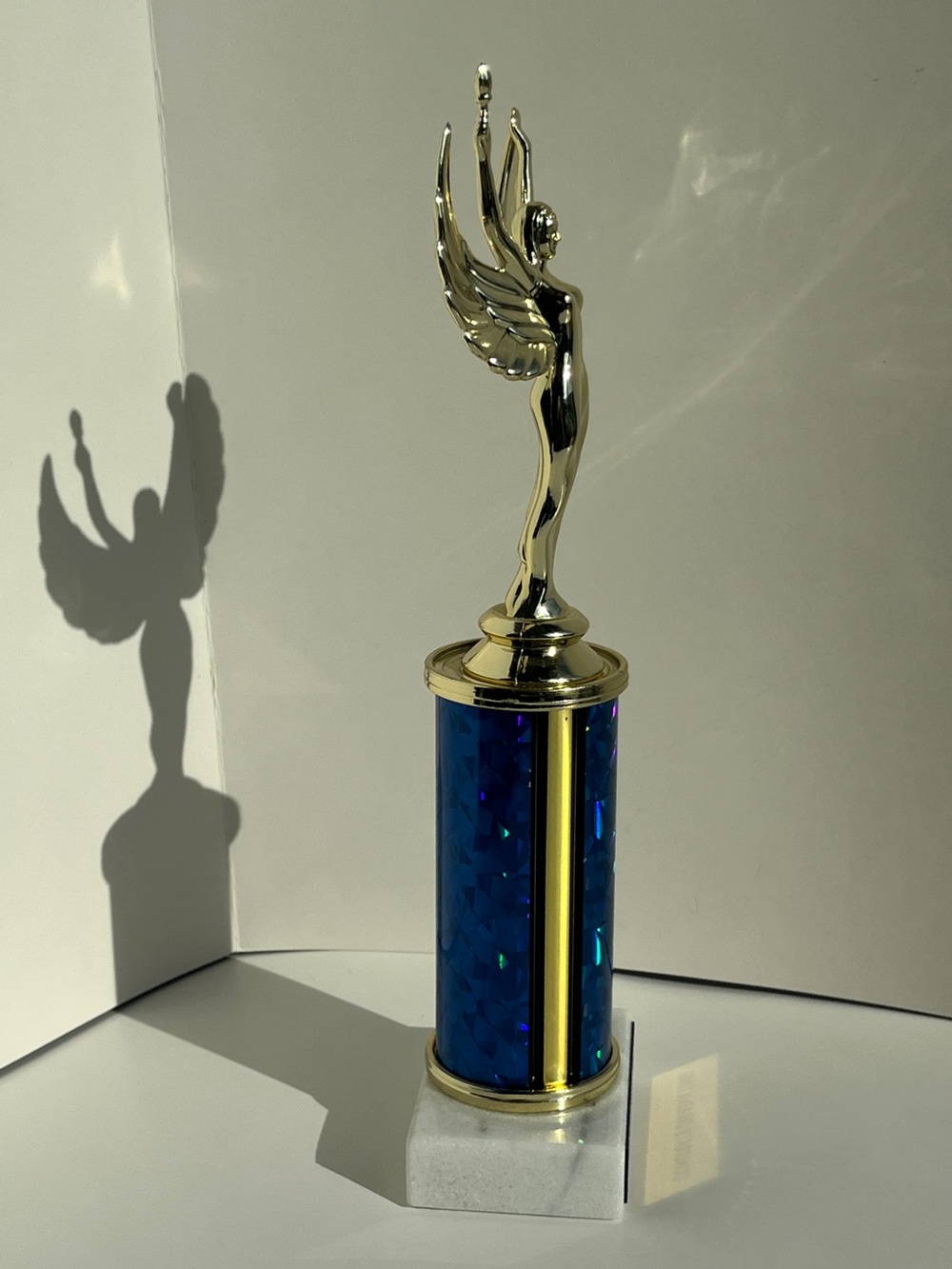 Gold Angel Trophy with Blue Column - Congrats on Adulting - Picture 3 of 4